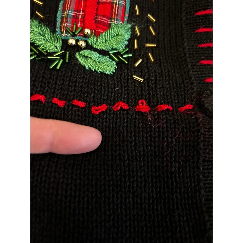 Ship'n Shore Medium Christmas Vest Ugly Sweater Party Black